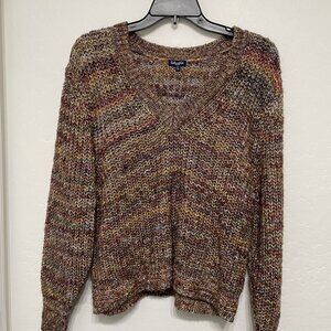 Splendid loose knit multicolored V-neck sweater - Size Medium - Rtl $118